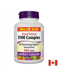 Енергиен метаболизъм, нервна система, сърдечна дейност Витамин В100 Комплекс 140 таблетки, с удължено освобождаване