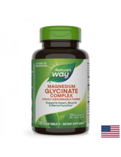 Мускулна функция, сърдечно и неврологично здраве Магнезий (бисглицинат, малат) 110 mg х 120 V-таблетки