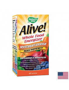 Мултивитамини максимум сила Алайв Alive! Max Potency Whole Food Energizer 60 таблетки