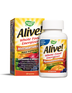 Мултивитамини максимум сила Алайв Alive! Max Potency Whole Food Energizer 60 таблетки 2