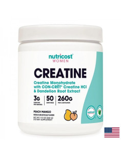 Креатин Формула за жени с фолиева киселина, глухарче, мечо грозде и червена боровинка 260 g прах, с аромат на манго