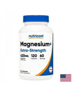 Магнезий+ (оксид + бисглицинат) Високодозирана формула за подкрепа на мускулите и нервната система 210 mg х 120 капсули