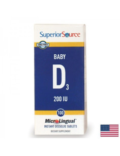 Baby D3 - Витамин D3 за здрави кости и имунитет За бебета и деца 200 IU/ 5 μg, 100 сублингвални таблетки