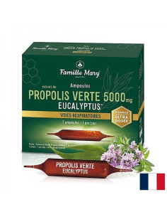 Зелен прополис 5000 mg + пчелен мед и евкалипт Имунитет и облекчение за гърлото 7 ампули за пиене