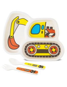 Детски сервиз за хранене Raya Toys Багер, 3 части