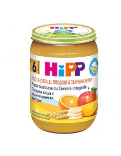 БИО пълнозърнеста каша Hipp с плодове 190гр.