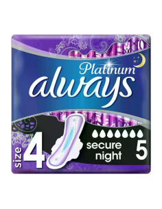 ALWAYS Платинум Секюър Найт, Размер 4, дамски превръзки, 7D, 5 бр.