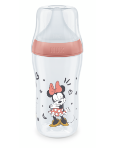 NUK Perfect Match Шише РР 260мл. със силиконов биберон за хранене M, 3+ мес. Minnie червено