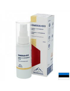 Омега-3 EPA - DHA + витамин D3 1000 IU Силен имунитет и здрави кости и зъби Спрей за уста, 30 ml, 200 впръсквания