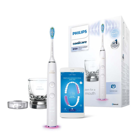 Електрическа звукочестотна четка за зъби Philips Sonicare серия DiamondClean Smart HX9901/03, бяла, 4 режима, 3 степени на интен