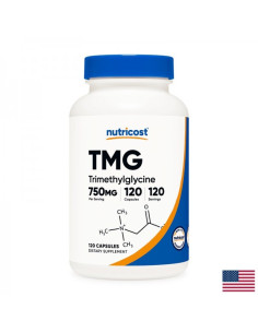 Нормализира нивата на хомоцистеина TMG Бетаин анхидрид (триметилглицин) 750 mg х120 капсули