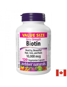 Коса, кожа и нокти Биотин Extra Strength 10000 µg, 120 V капсули