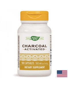 Детоксикация на храносмилателната система Активен въглен, 280 mg 100 капсули