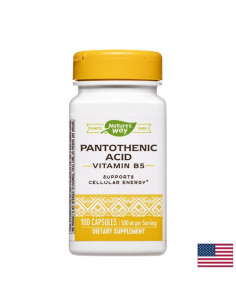 Пантотенова киселина - Витамин В5 Клетъчна енергия и сърдечно здраве 100 капсули