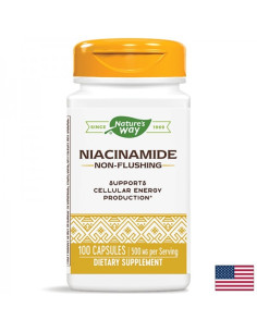 Ниацинамид (непредизвикващ зачервяване) Сърдечно-съдово здраве и клетъчна енергия 500 mg, 100 капсули