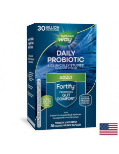 Пробиотик + пребиотици – ежедневна грижа Fortify Probiotic Everyday Care 30 млрд. активни пробиотици, 30 капсули със забавено