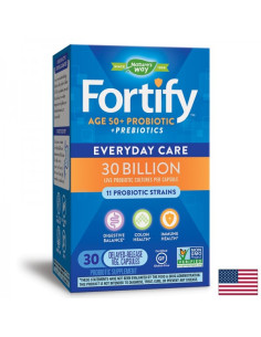 Пробиотик + пребиотици 50+ ежедневна грижа Fortify Age 50+ Probiotic Everyday Care 30 млрд. активни пробиотици, 30 капсули съ