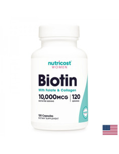 Коса, кожа, нокти Биотин с Фолат и Колаген 120 капсули