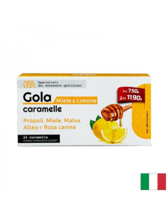 Билкови бонбони за гърло С прополис, пчелен мед, горски слез, бяла ружа и шипка 24 броя с вкус на мед и лимон