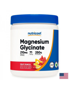 Грижа за сърцето и мускулите Магнезий (бисглицинат) 210 mg x 250 g прах, с аромат на плодов пунш