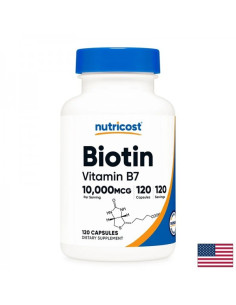 Коса, кожа и нокти Биотин (Витамин B7) 10000 µg x 120 капсули