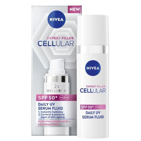 НОВО NIVEA Cellular Expert Filler Дневен UV серум флуид SPF 50+