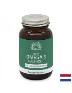 Веган Омега-3 от водорасли Подкрепа за сърцето и мозъчната функция EPA 150 mg, DHA 100 mg, 60 капсули