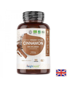 Контрол на теглото и кръвната захар Цейлонска канела (органик) (Ceylon Cinnamon) 1000 mg х 180 капсули