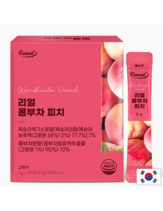 Ферментирала комбуча с праскова – освежаваща напитка Пробиотична подкрепа и енергия 30 сашета