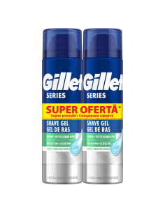 GILLETTE Series Успокояващ, гел за бръснене, за чувствителна кожа с алое вера, 2х200мл, 400 мл