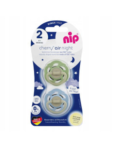 Залъгалки NIP Cherry Air Night , 0-12 месеца, 2 бр., светещи в тъмното 2