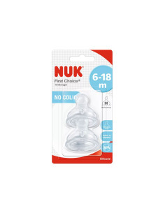 Силиконов биберон за хранене Nuk, 2 броя, размер M, 6-18м