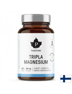 Мускулна, сърдечна и нервна система Магнезий (малат, бисглицинат, таурат) 94 mg х 60 капсули