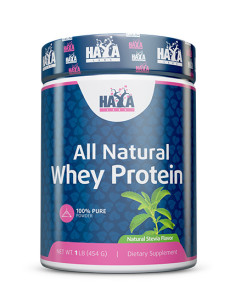 HAYA LABS 100- Pure All Natural Whey Protein / Stevia / Natural / 0.454g.