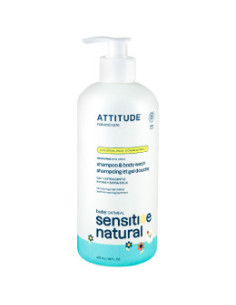 Бебешки шампоан и душ-гел 2 в 1 - неароматизиран, Attitude, 473 мл