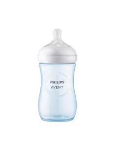 Шише с биберон без протичане 1м+ Philips-Avent Natural Response 3.0, 260мл, синьо