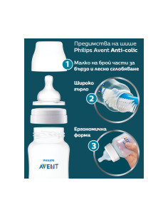 Шише Philips-Avent Classic Anti-colic, 125 мл, PP, 0м+