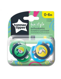 Tommee Tippee Ортодонтични залъгалки FUN STYLE, 0-6м, 2 бр./оп., Куче/Пиле 43335785