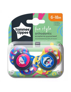 Tommee Tippee Ортодонтични залъгалки FUN STYLE, 6-18м, 2 бр./оп., Пилета 43335865