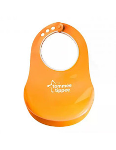 Мек и гъвкав лигавник с джоб и 4 позиции за закопчаване Comfi Neck Bib 6м+, оранжев