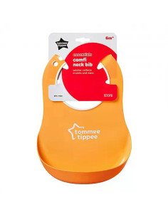 Мек и гъвкав лигавник с джоб и 4 позиции за закопчаване Comfi Neck Bib 6м+, оранжев 2