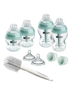 Комплект от 4 броя самостерилизиращи се бебешки шишета за хранене Tommee Tippee Advanced Anti-Colic+, 2 бр. биберони, 2 бр. з