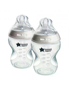 Комплект от 2 броя бебешки шишета за хранене Tommee Tippee Natural Start САМОСТЕРИЛИЗИРАЩО, 260 мл, с биберон с бавен поток 0