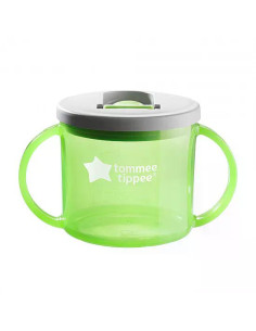 Първа чаша с дръжки и прибиращ се твърд накрайник със свободен поток Tommee Tippee First Cup, 190 мл, 4м+, зелен цвят 2