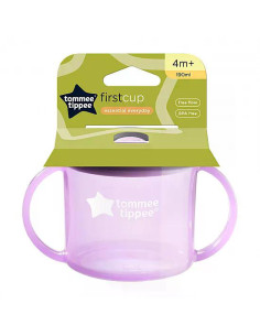 Първа чаша с дръжки и прибиращ се твърд накрайник със свободен поток Tommee Tippee First Cup, 190 мл, 4м+, лилав цвят 2
