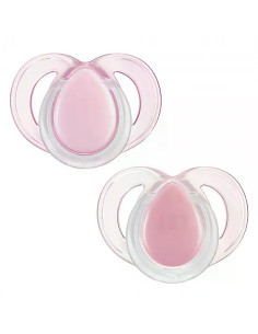 Комплект от 2 бр. ортодонтични залъгалки Tommee Tippee NIGHT TIME със светеща в тъмното дръжка, 6-18м, в бяло и розово, в кут