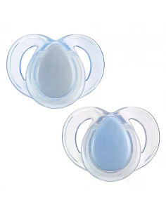 Комплект от 2 бр. ортодонтични залъгалки Tommee Tippee NIGHT TIME със светеща в тъмното дръжка, 6-18м, в бяло и розово, в кут