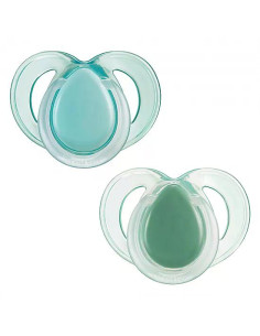 Комплект от 2 бр. ортодонтични залъгалки Tommee Tippee NIGHT TIME със светеща в тъмното дръжка, 18-36м, в бяло и зелено, в ку