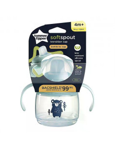 Неразливаща се чаша Tommee Tippee Soft Spout с мек накрайник с антибактериална технология BACSHIELD, с дръжки, в син цвят с д 2
