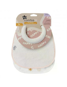 Комплект от 2 броя Двустранен текстилен лигавник Tommee Tippee ComfeeFit, розов и зелен, 0м+